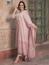 Mauve coloured Floral Printed Pure Cotton Kurta with Churidar & With Dupatta