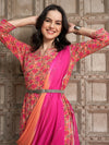 Floral Printed Gotta Patti Pure Cotton Straight Kurta with Trousers & Dupatta