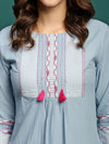 Embroidered Pure Cotton A-Line Kurta With Trouser Set