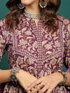Amethyst Bloom Printed A-Line Kurta Pant with Dupatta Set