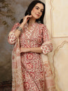 Amaira Floral Printed Straight Pure Cotton Kurta Set with Trousers & Dupatta - BANDIA