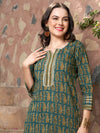 Verdant Bloom Green Floral Printed Kurta Pant with Dupatta Set Elegant Ethnic Wear for Women