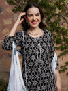 Midnight Matrix Geometric Printed Kurta Pant with Dupatta Set