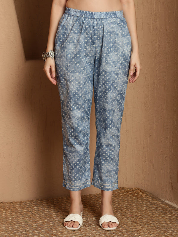 Heritage Hues Ethnic Motifs Printed Pure Cotton Straight Kurta & Trousers With Dupatta