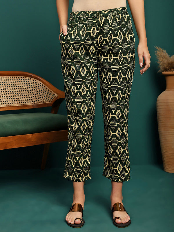 Forest Muse Printed Rayon Tunic & Trouser Co-Ord Set