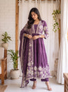 Purple Bloom – Printed Anarkali Kurta Pant with Dupatta Set