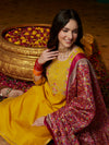 Yellow Floral Embroidered Gotta Patti Straight Kurta & Trouser With Dupatta