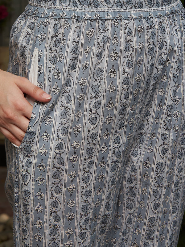 Serene Bloom Floral Printed Kurta Pant Dupatta Set