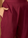 Ameera Maroon Solid Cotton Shirt & Trouser Co-ord Set