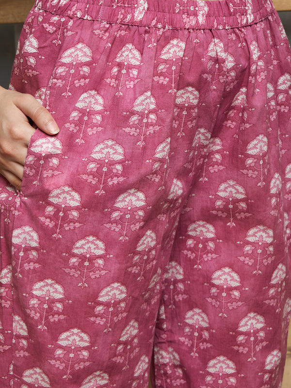 Ethnic Motifs Printed Pure Cotton Kurta with Trousers & Dupatta