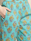 Aqua Bloom Floral Printed Kurta Pant Dupatta Set