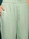 Mint Mirage Floral Embroidered Kurta & Trouser With Dupatta Set