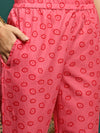 Blush Bloom Printed Pure Cotton Straight Kurta With Trouser & Dupatta Set