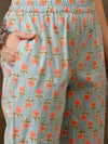 Neelika Floral Printed Blue Cotton Kurta with Trousers & Dupatta