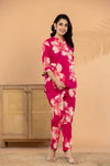 Fuchsia Bloom – Pure Cotton Floral Printed Co-Ord Set for Women
