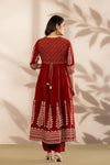 Royale Maroon Printed Anarkali Kurta Set with Dupatta