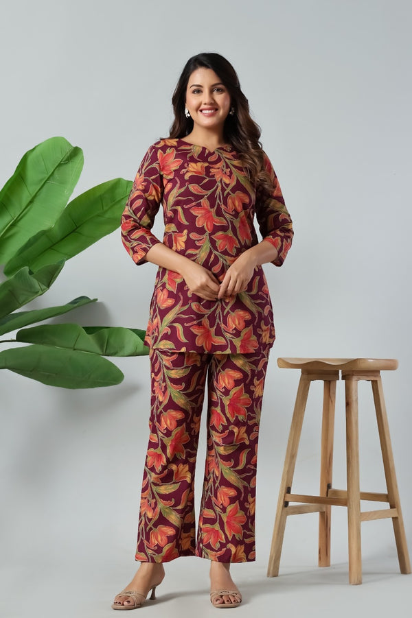 Burgundy Bloom Premium Co-Ord Set