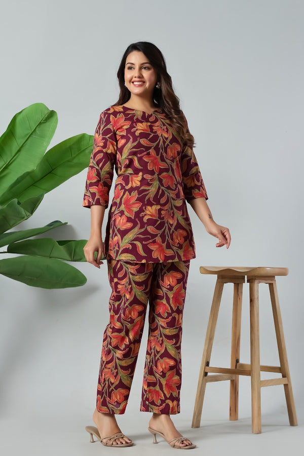 Burgundy Bloom Premium Co-Ord Set