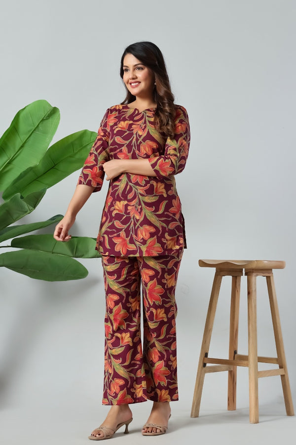 Burgundy Bloom Premium Co-Ord Set