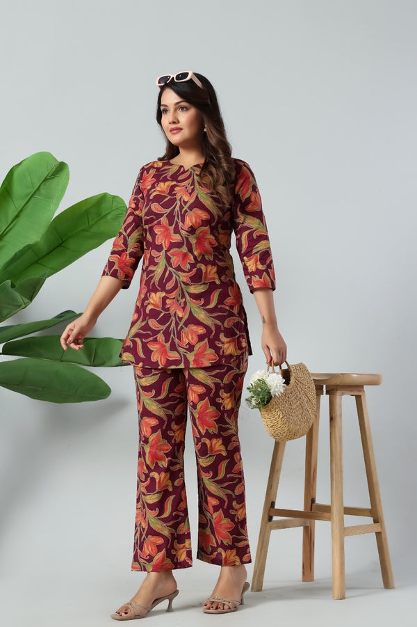 Burgundy Bloom Premium Co-Ord Set