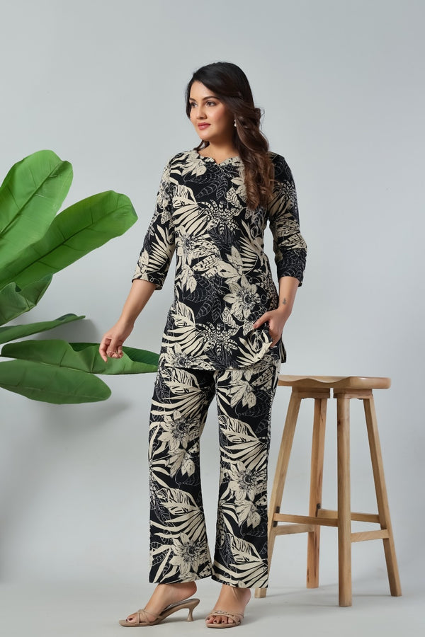 Noir Palm Luxe Co-Ord Set