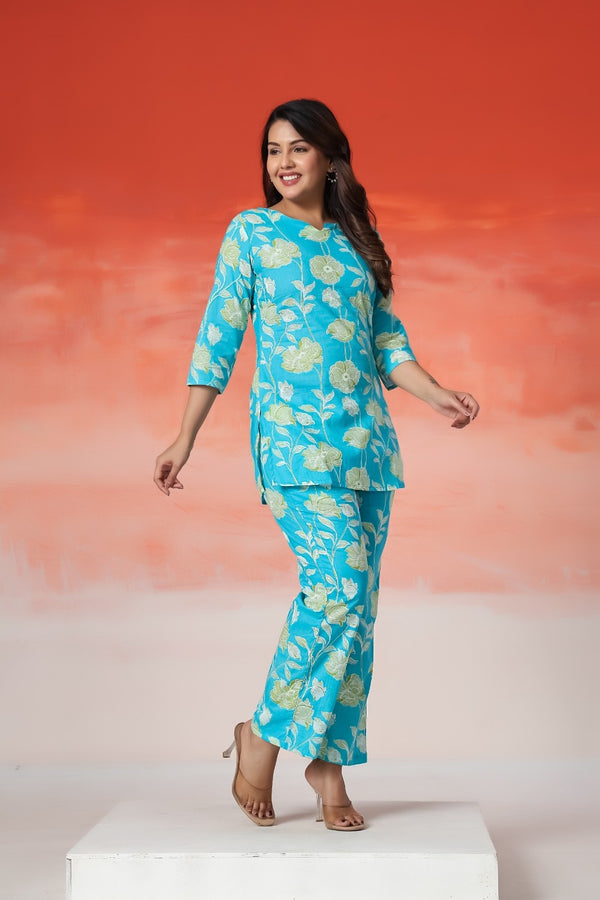 Aqua Bloom Premium Co-Ord Set