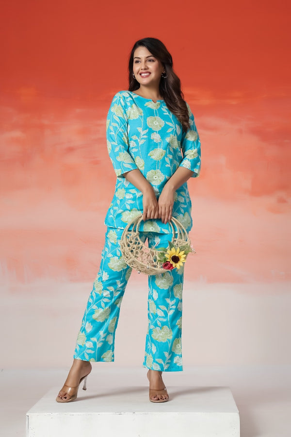 Aqua Bloom Premium Co-Ord Set