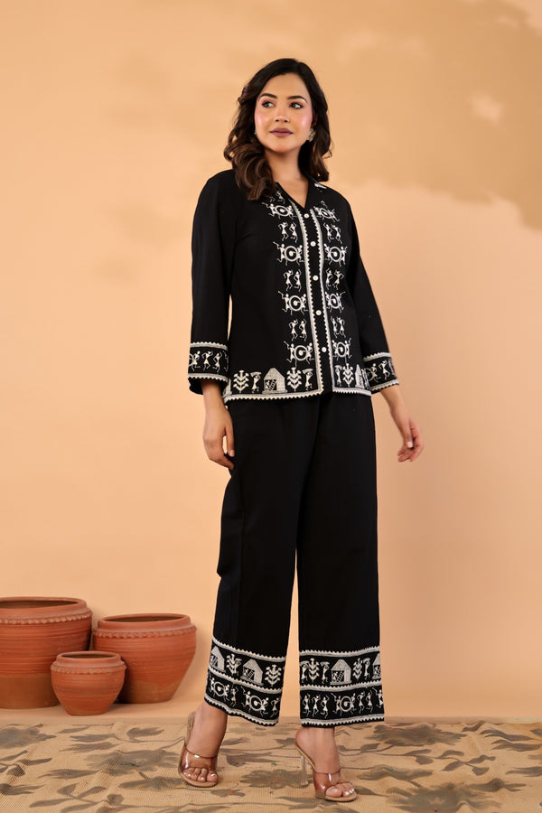 Black Artisan – Premium Cotton Flex Embroidered Co-Ord Set for Women