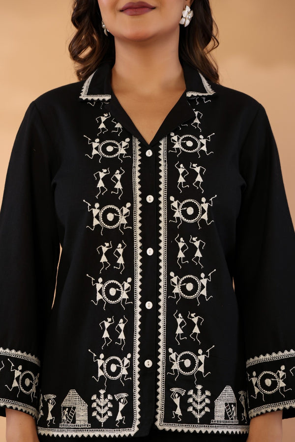 Black Artisan – Premium Cotton Flex Embroidered Co-Ord Set for Women