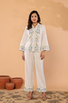 Celeste Bloom – Premium Cotton Flex Embroidered Shirt & Pant Co-Ord Set