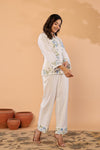 Celeste Bloom – Premium Cotton Flex Embroidered Shirt & Pant Co-Ord Set