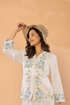 Celeste Bloom – Premium Cotton Flex Embroidered Shirt & Pant Co-Ord Set