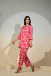 Pink Floral Co-Ord Set for Women – Casual Cotton Lounge Wear