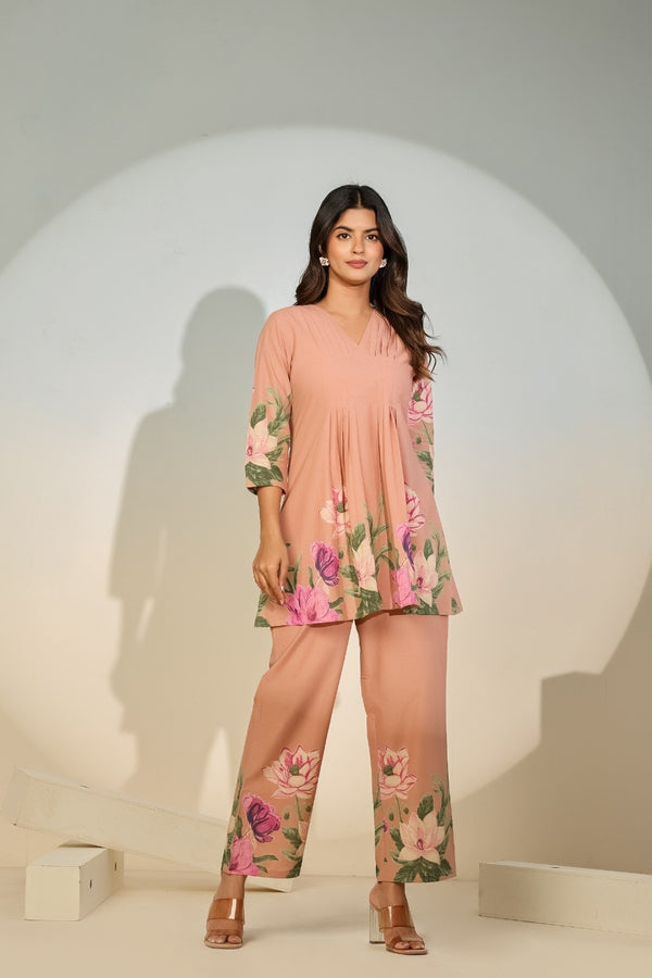 Peach Bloom Luxe Co-ord Set
