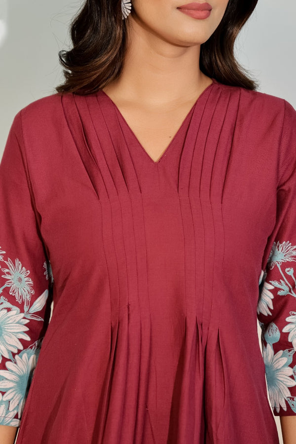 Maroon Bloom Luxe Co-Ord Set