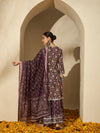 Iris Glow Purple Printed Cotton Kurta Sharara Set with Dupatta