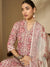 Pastel Vine Floral Printed A-Line Cotton Kurta with Trouser & Dupatta