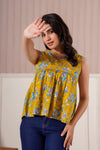 Mustard Floral Sleeveless Top