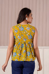 Mustard Floral Sleeveless Top