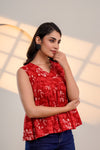 Red Floral Sleeveless Top