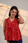 Red Floral Sleeveless Top