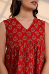 Red Floral Print Sleeveless Top
