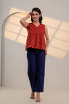 Red Floral Print Sleeveless Top
