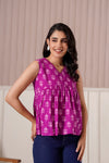 Magenta Ethnic Print Sleeveless Top