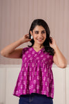 Magenta Ethnic Print Sleeveless Top