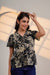 Black Floral Printed V-Neck Top