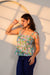 Blue Floral Tie-Shoulder Top