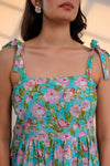 Blue Floral Tie-Shoulder Top