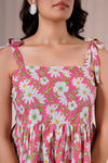Pink Daisy Tie-Up Peplum Top