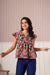 Beige Floral Flutter Sleeve Top